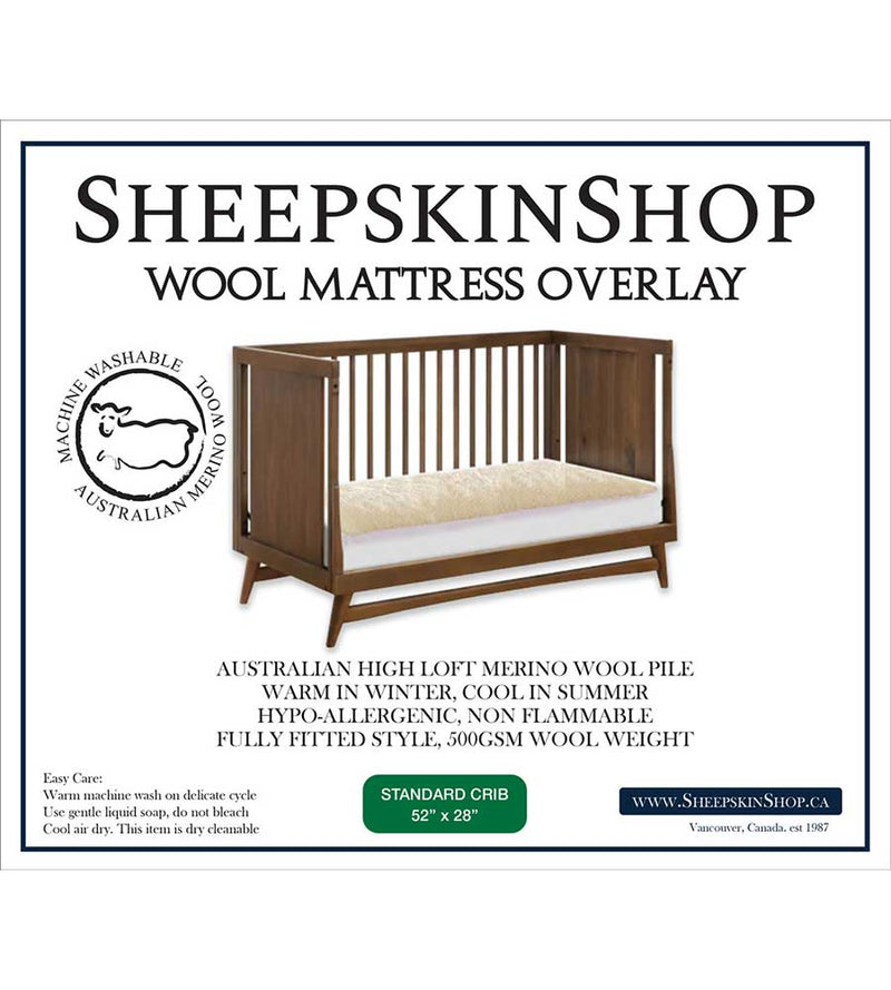 Wool Mattress Pad - Standard Crib (52"x28")